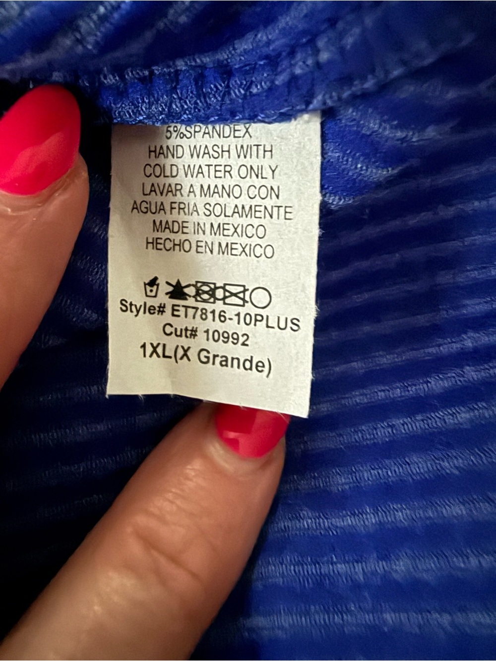 HEIMISH USA Blue Knit V-neck Sweater with White Collar and Blue Stripes 1X - Picture 6 of 9